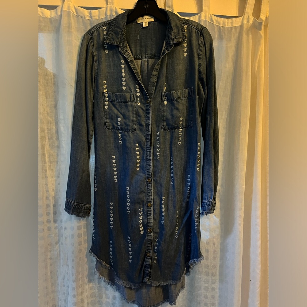 Cloth & Stone denim tencel chambray mini shirt dress XS